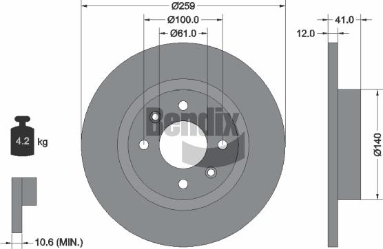 BENDIX Braking BDS1036 — Tarcza hamulcowa