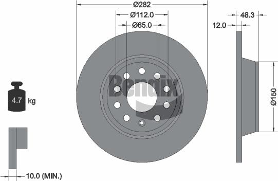 BENDIX Braking BDS1031 — Tarcza hamulcowa