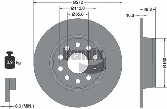 BENDIX Braking BDS1029 — Tarcza hamulcowa