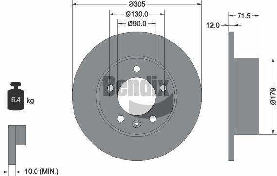 BENDIX Braking BDS1024 — Tarcza hamulcowa