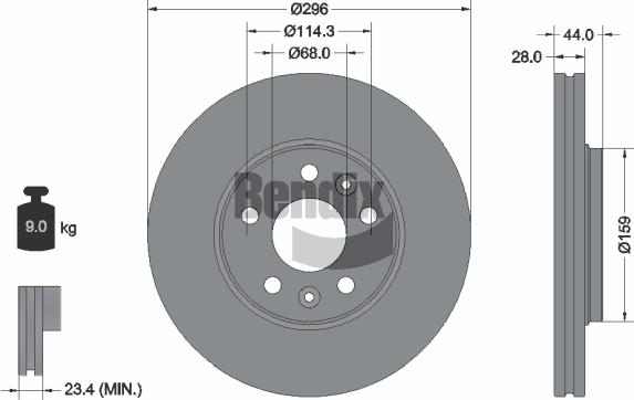 BENDIX Braking BDS1026 — Tarcza hamulcowa