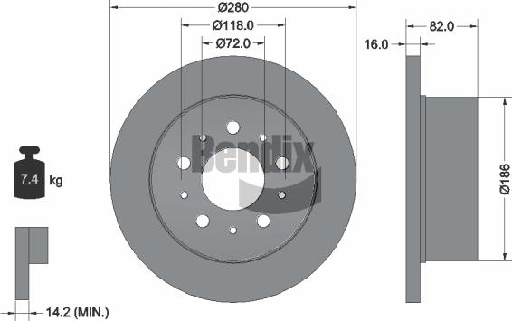 BENDIX Braking BDS1027 — Tarcza hamulcowa