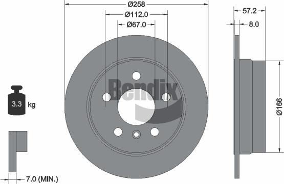 BENDIX Braking BDS1074 — Tarcza hamulcowa
