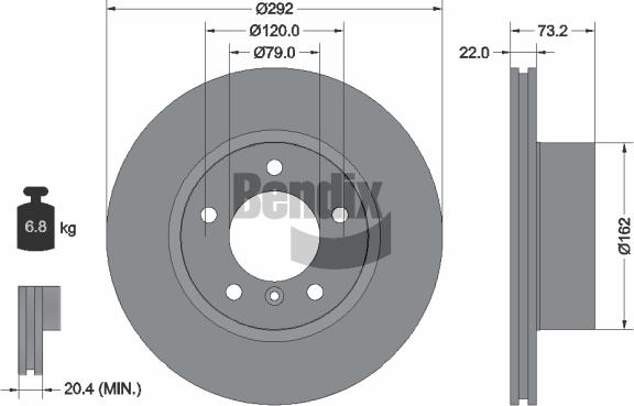 BENDIX Braking BDS1076HC — Tarcza hamulcowa