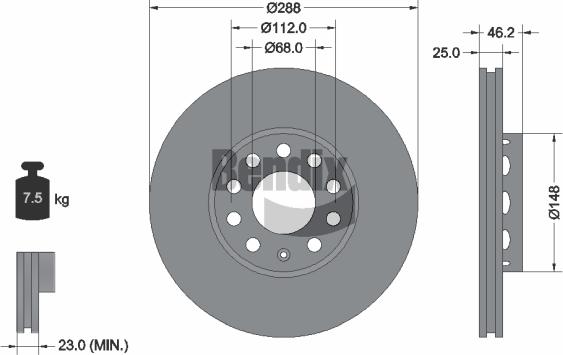 BENDIX Braking BDS1070HC — Tarcza hamulcowa