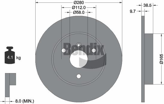 BENDIX Braking BDS1198 — Tarcza hamulcowa