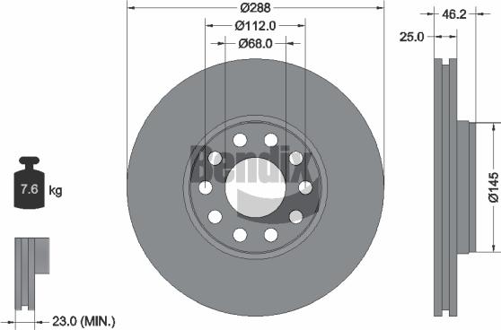 BENDIX Braking BDS1197HC — Tarcza hamulcowa