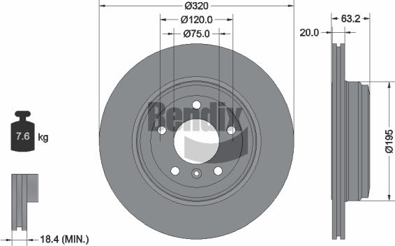 BENDIX Braking BDS1145 — Tarcza hamulcowa