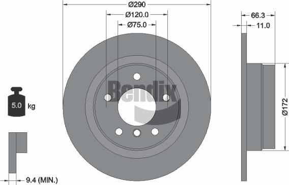 BENDIX Braking BDS1140 — Tarcza hamulcowa