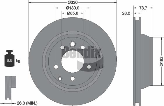 BENDIX Braking BDS1143 — Tarcza hamulcowa