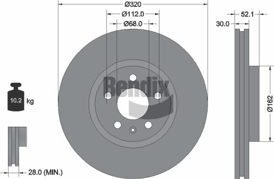 BENDIX Braking BDS1142HC — Tarcza hamulcowa