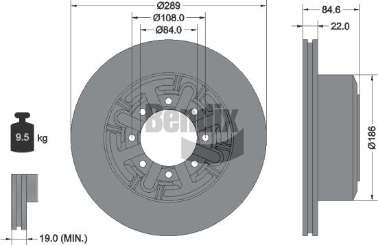 BENDIX Braking BDS1154 — Tarcza hamulcowa