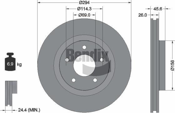 BENDIX Braking BDS1156 — Tarcza hamulcowa