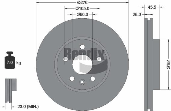 BENDIX Braking BDS1150 — Tarcza hamulcowa