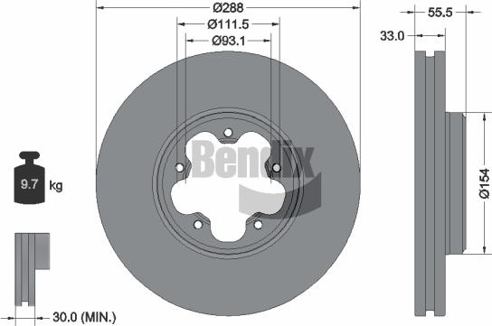 BENDIX Braking BDS1151 — Tarcza hamulcowa