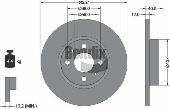 BENDIX Braking BDS1157 — Tarcza hamulcowa