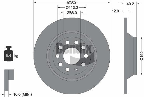 BENDIX Braking BDS1166 — Tarcza hamulcowa