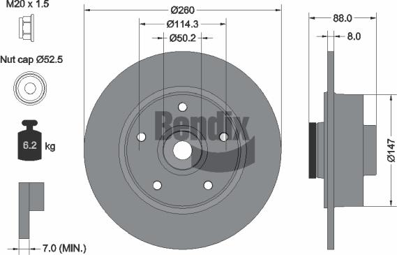 BENDIX Braking BDS1160 — Tarcza hamulcowa