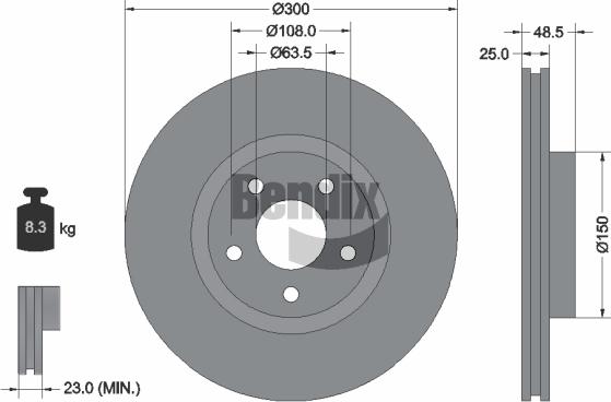 BENDIX Braking BDS1105HC — Tarcza hamulcowa