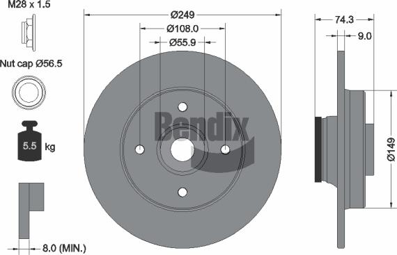 BENDIX Braking BDS1106 — Tarcza hamulcowa