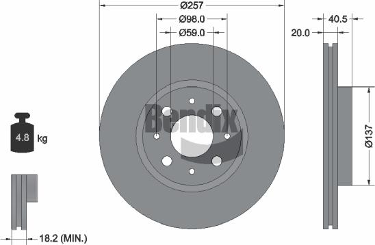 BENDIX Braking BDS1100 — Tarcza hamulcowa