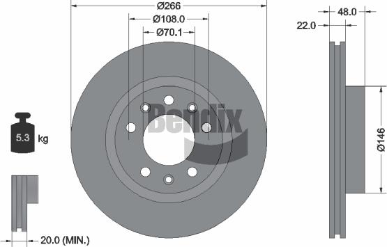BENDIX Braking BDS1107 — Tarcza hamulcowa