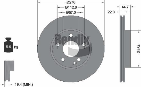 BENDIX Braking BDS1119 — Tarcza hamulcowa