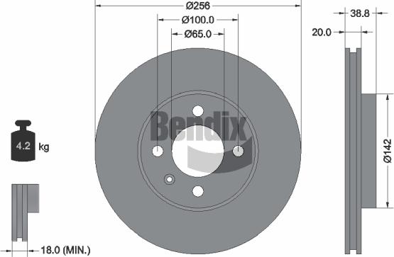 BENDIX Braking BDS1115 — Tarcza hamulcowa