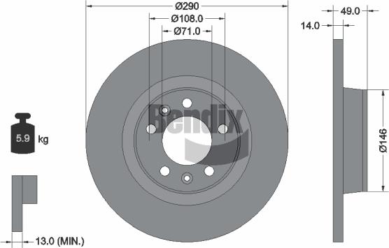 BENDIX Braking BDS1116 — Tarcza hamulcowa