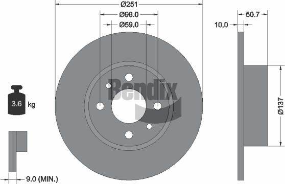 BENDIX Braking BDS1110 — Tarcza hamulcowa