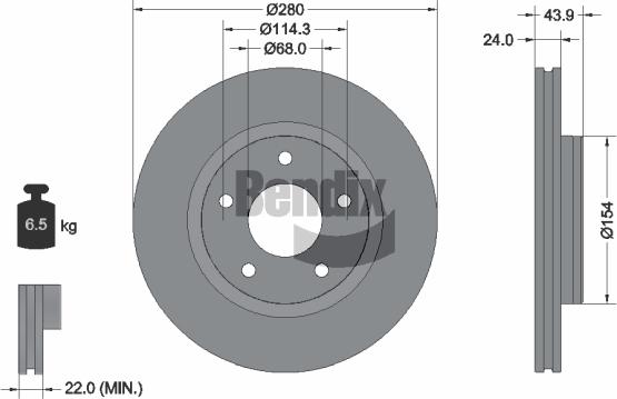 BENDIX Braking BDS1118HC — Tarcza hamulcowa