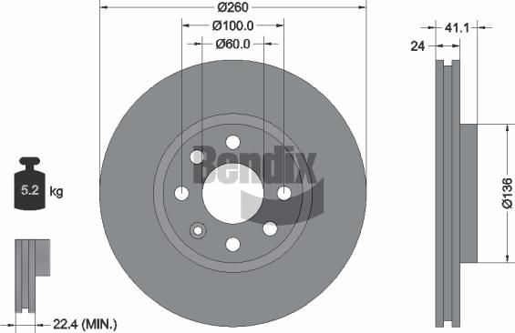 BENDIX Braking BDS1113 — Tarcza hamulcowa
