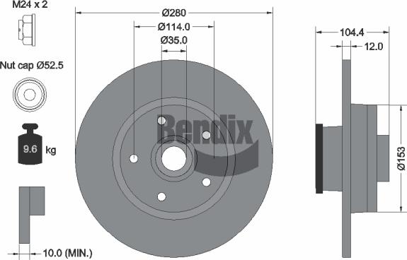 BENDIX Braking BDS1112 — Tarcza hamulcowa