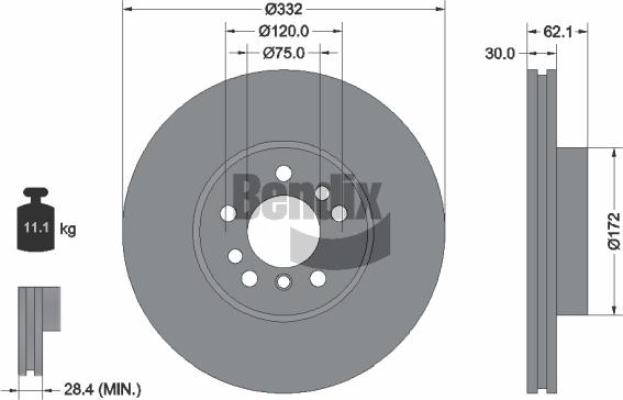 BENDIX Braking BDS1184HC — Tarcza hamulcowa