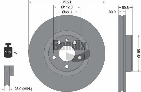 BENDIX Braking BDS1185HC — Tarcza hamulcowa