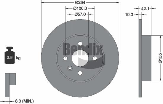 BENDIX Braking BDS1182 — Tarcza hamulcowa