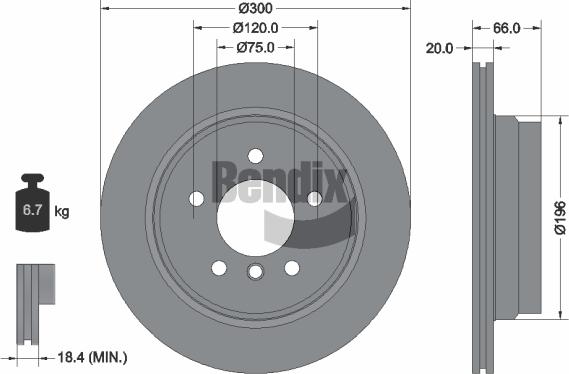BENDIX Braking BDS1136 — Tarcza hamulcowa