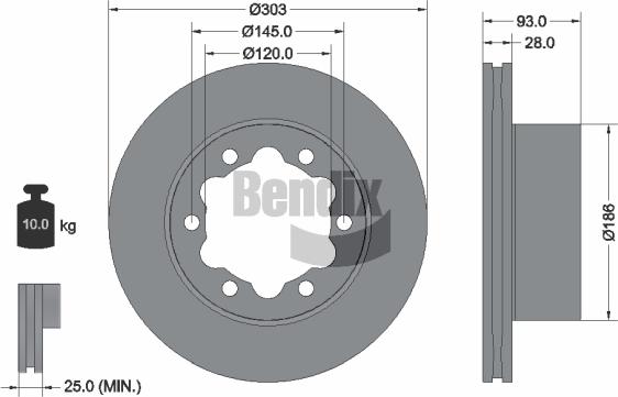 BENDIX Braking BDS1131 — Tarcza hamulcowa