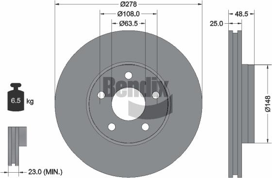 BENDIX Braking BDS1133 — Tarcza hamulcowa