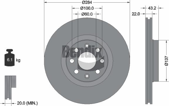 BENDIX Braking BDS1132 — Tarcza hamulcowa