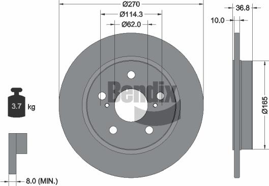 BENDIX Braking BDS1126 — Tarcza hamulcowa