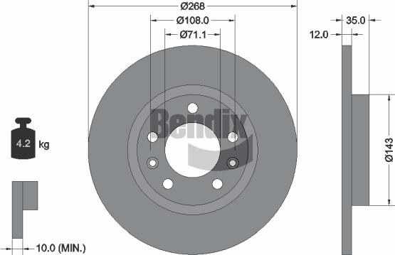 BENDIX Braking BDS1122 — Tarcza hamulcowa