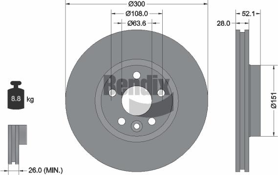 BENDIX Braking BDS1127HC — Tarcza hamulcowa