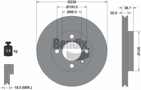 BENDIX Braking BDS1170 — Tarcza hamulcowa
