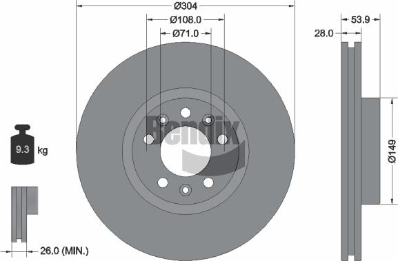 BENDIX Braking BDS1172 — Tarcza hamulcowa