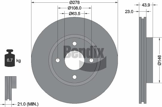 BENDIX Braking BDS1177 — Tarcza hamulcowa