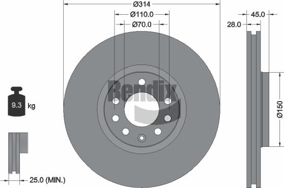 BENDIX Braking BDS1890 — Tarcza hamulcowa