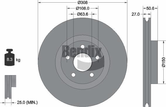 BENDIX Braking BDS1893 — Tarcza hamulcowa