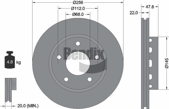 BENDIX Braking BDS1892HC — Tarcza hamulcowa