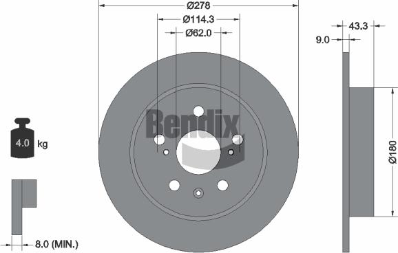 BENDIX Braking BDS1841 — Tarcza hamulcowa